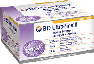 BD SERINGUES À INSULINE 3/10ml 8mm 31G (Boite de 100)