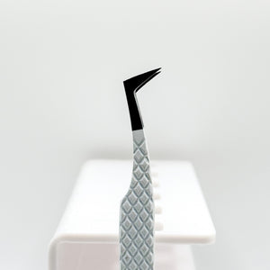 GP BEAUTY LASHES PLIERS WHITE L-BEND WITH FIBER TIP