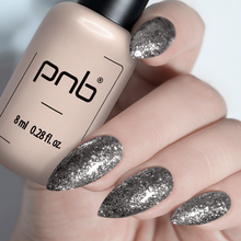 Load image into Gallery viewer, PNB GEL NAIL POLISH 183 STAR WAY BLACK SILVER