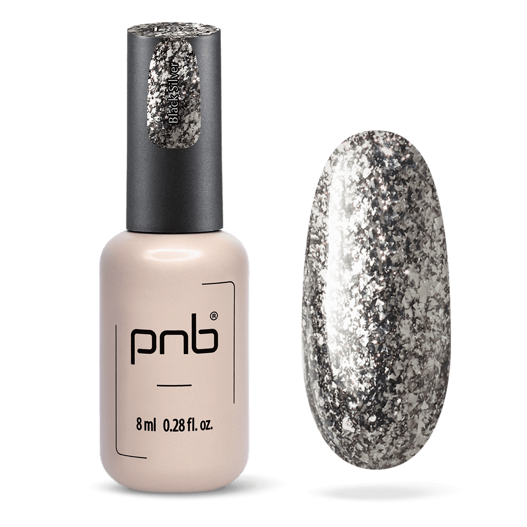 PNB GEL NAIL POLISH 183 STAR WAY BLACK SILVER