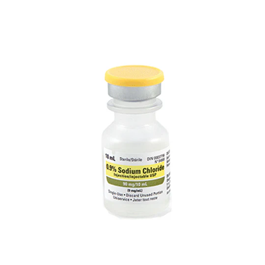 Chlorure de sodium 0,9 % eau bactériostatique, sans conservateur, flacon pour injection 10 ml 25/boîte